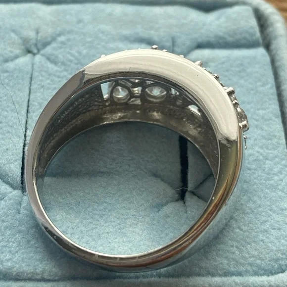 Vintage Epiphany Cubic Zirconia Sterling Silver Inlay Band Ring Size 10.5